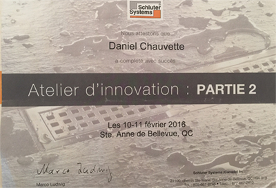 Certification de Daniel Chauvette, propriétaire de Réno-ProActif inc. Atelier d'innovation Schluter.